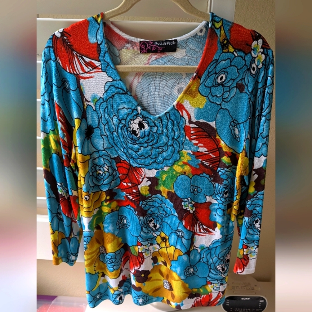 NWOT PECK & PECK ABSTRACT PRINT MULTICOLORS BLOUSE